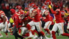 The Kansas City Chiefs celebrate after defeating the San Francisco 49ers.