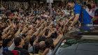 Philippines senator and boxing icon Manny Pacquiao takes part in a motorcade on Saturday as he campaigns for the presidency. 