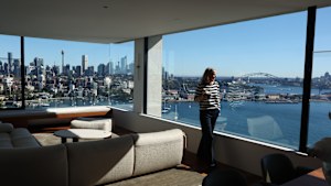 Melinda Hudson in her apartment.