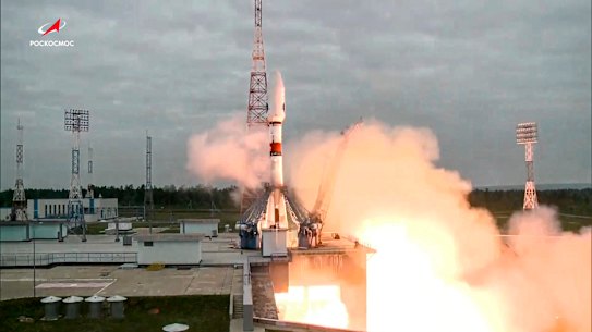 The Soyuz-2.1b rocket with the moon lander Luna-25 automatic station takes off from a launch pad at the Vostochny Cosmodrome in the Russia’s Far East, on August 11.