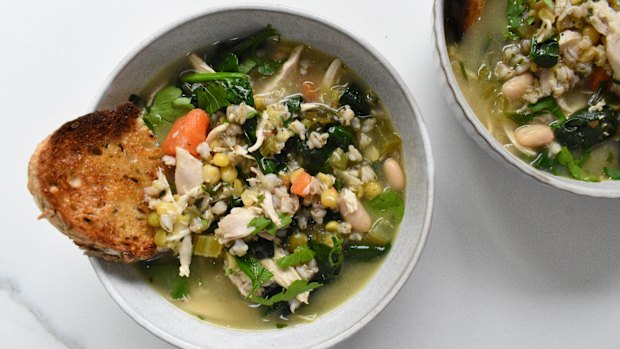 You can feel this vegie-packed chicken soup doing you good.
