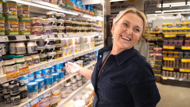 Donna Hay shops the chilled food section of Harris Farm.
