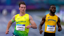 Lachie Kennedy sprints into the 100m final.