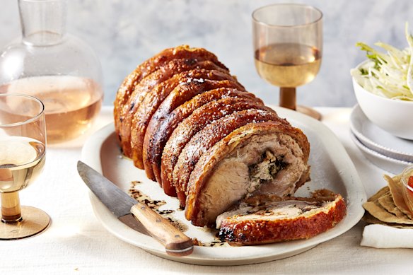 Sarah is keen to give Adam Liaw’s crunchy porchetta crackling a crack.