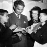 Hazare with fans in Britain in 1952.