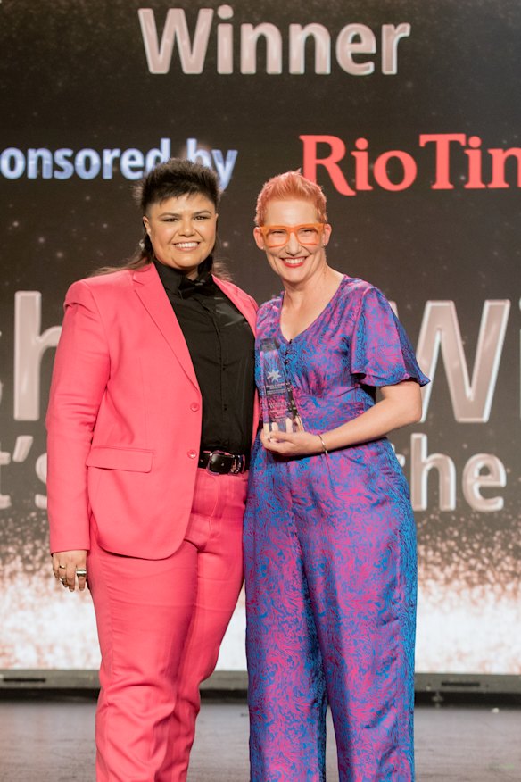 Ashara Wills, Let’s Queer the Air (left) winner of the LGBTQA+ Inclusion Award.
