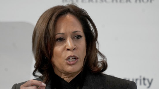 Vice President of the United States Kamala Harris speaks at the Munich Security Conference.