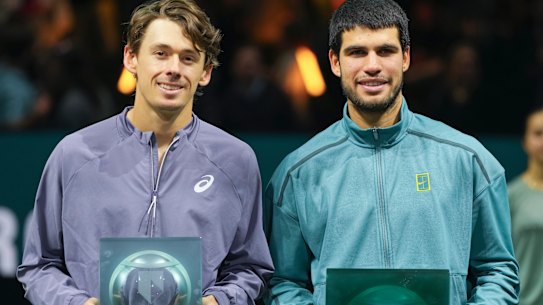 Australia’s Alex de Minaur went down in the Rotterdam final to Carlos Alcaraz.