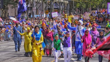 Celebrating Melbourne's multiculturalism at the Australia Day parade.