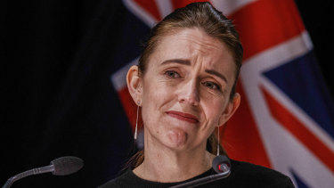 New Zealand Prime Minister Jacinda Ardern listens to a question during a COVID-19 update after locking the country down when one case was recorded. 