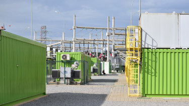 Electricity from the containers is fed into the site's substation and then the state's grid. 