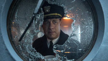 Hanks plays Commander Ernest Krause in Apple TV+ film Greyhound. 