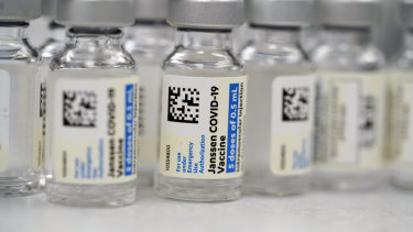 Vials of Johnson & Johnson COVID-19 vaccine.