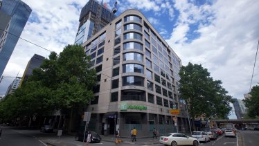 The Holiday Inn on Flinders, one of two "hot" hotels that house coronavirus-positive patients.