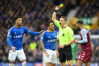The referee handed out nine yellow cards during the match. 