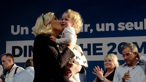 Far-right leader Marine le Pen at a campaign rally. 