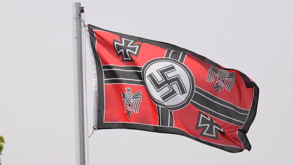 The flag flying over a home in the Victorian town of Beulah.