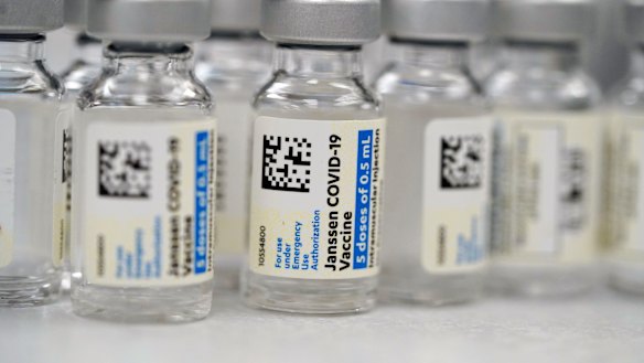 Vials of Johnson & Johnson COVID-19 vaccine.