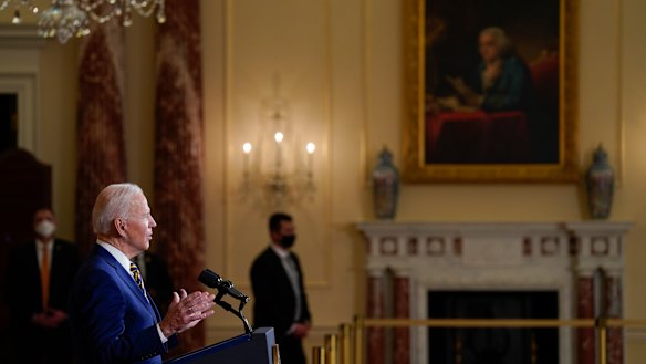 Diplomacy is back: US President Joe Biden speaks at the State Department.