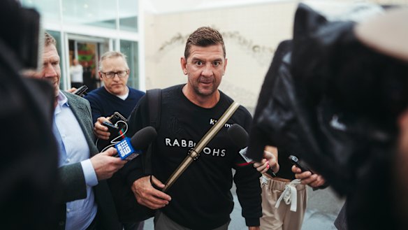 Jason Demetriou runs the media gauntlet during his messy departure from South Sydney.