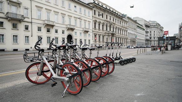 Empty streets in Milan, during the shutdown in Italy.