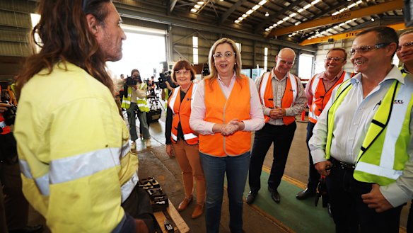Premier Annastacia Palaszczuk in Mackay on Thursday promoting the state government’s energy plan.