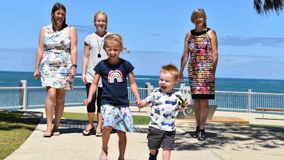 Childhood friends Susan Hanlin and Aline Reid  grew up in Scotland together and have lived in Alkimos-Eglinton with their husbands and children for around five years. City of Wanneroo Mayor Tracey Roberts (right) says the area attracts lots of young families.  