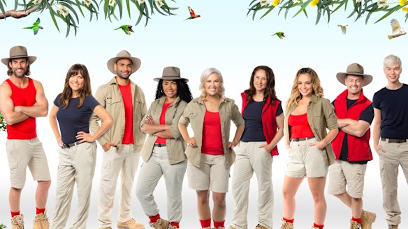 I'm a Celebrity 2021 cast: (from left) Ash Williams, Toni Pearen, Travis Varcoe, Paulini, Jess Eva, Mel Buttle, Abbie Chatfield, Grant Denyer and Jack Vidgen. 