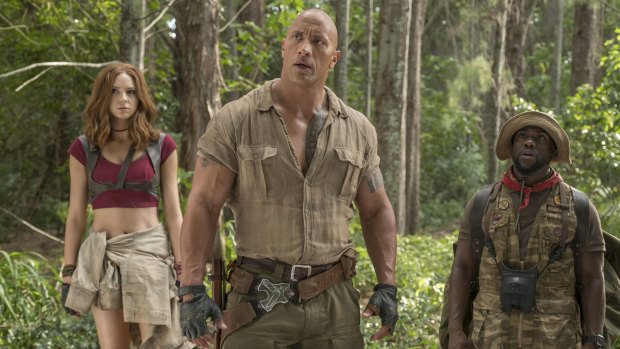 Dwayne ‘The Rock’ Johnson, centre, is one of few Asian or Pacific Islander people starring in Hollywood’s top movies. 