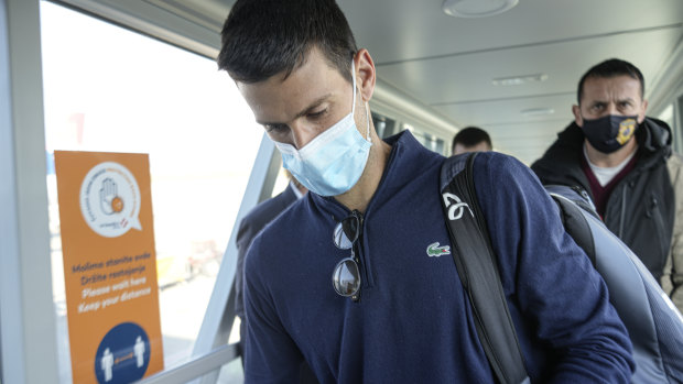 Novak Djokovic arriving back in Belgrade after being deported from Australia.