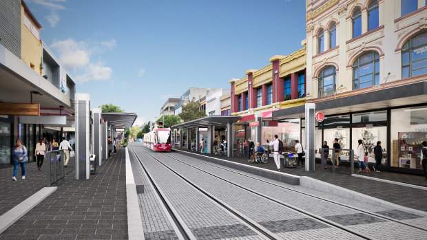 An artist’s impression of the light rail stop on Church Street in Parramatta.