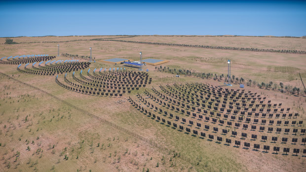 Rendered images of AGL and RayGen’s concentrated solar and thermal storage project in Victoria.
