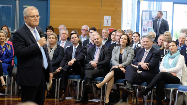 Mr Morrison preaches to the faithful, including a number of Liberal frontbenchers. 