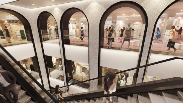 An artist's impression of the new womenswear department at the redeveloped David Jones store in Elizabeth Street, Sydney, which will open in September. 