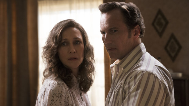 Vera Farmiga and Patrick Wilson star as exorcists Ed and Lorraine Warren in The Conjuring: The Devil Made Me Do It.