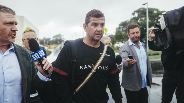 Jason Demetriou leaving Heffron Park before he was sacked earlier in the year.