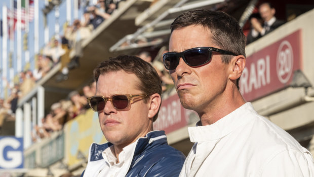 Matt Damon (left) and Christian Bale in Ford v Ferrari, now in cinemas.