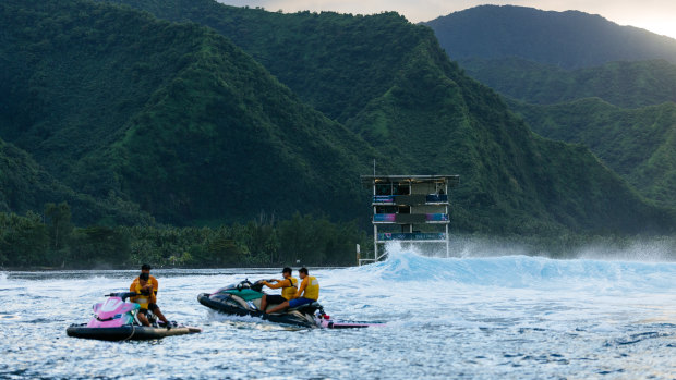 The judging tower at Teahupo’o.