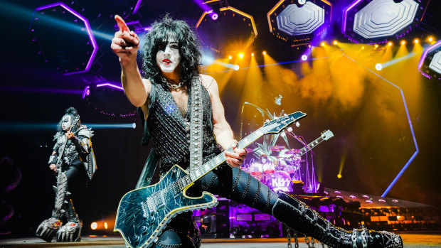 Paul Stanley, on stage and preaching rock 'n' roll with Kiss, the band he co-founded in 1973.