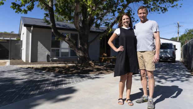 Jessica Evans and James Douglas at the Ainslie home they made their own.