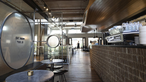 It’s a beautiful space, dark tones of timber, stone and steel, but lit, even in early Spring, by the light pouring through the large glass windows and doors at either end.