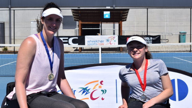 Janine Watson, left, beat Hayley Slocombe in the singles final before teaming up to win the doubles.
