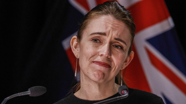 New Zealand Prime Minister Jacinda Ardern listens to a question during a COVID-19 update after locking the country down when one case was recorded. 