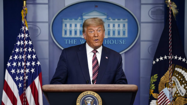 President Donald Trump speaks at the White House for the first time since election night.