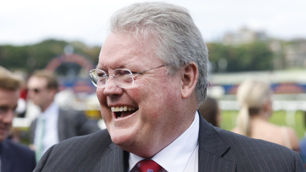 She’s Extreme trainer Anthony Cummings is all smiles after his horse’s win.