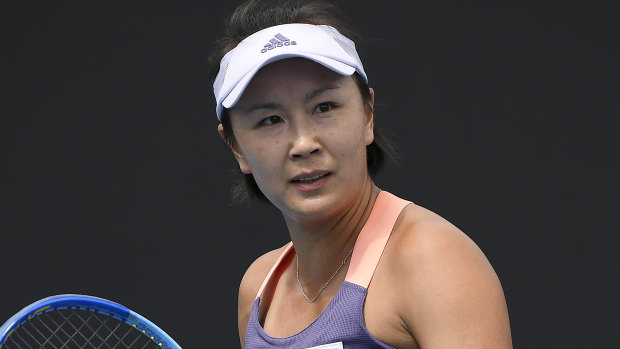 Chinese tennis star Peng Shuai at the Australian Open in 2020. 