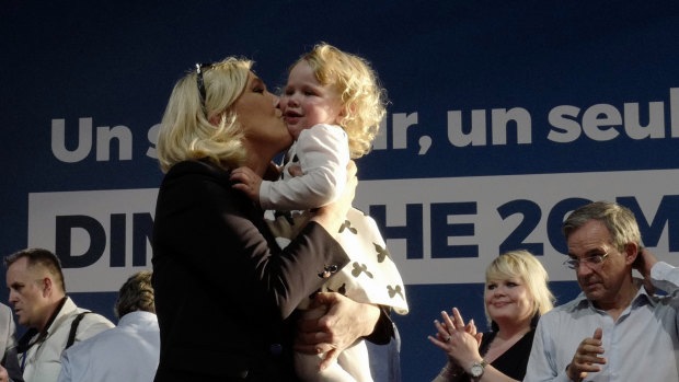 Far-right leader Marine le Pen at a campaign rally. 