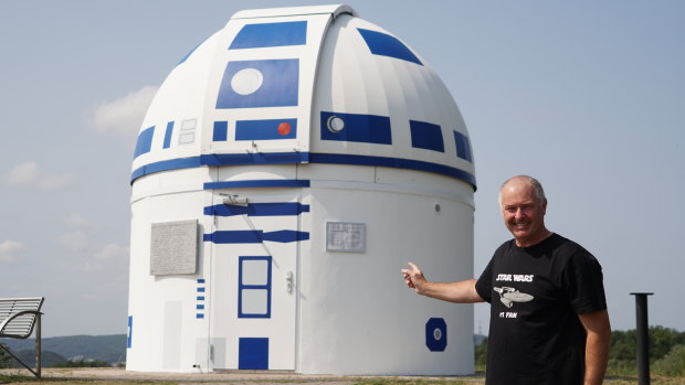 Self-confessed sci-fi nut, academic Hubert Zitt and his observatory tribute to Star Wars robot R2-D2.
