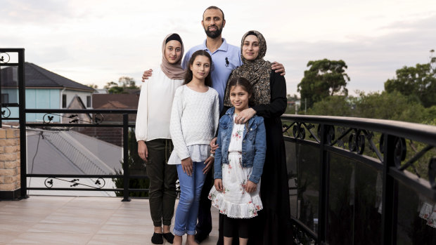 Forat and Ramia Sultan, pictured with their children (l-r) Zahra, Layla and Aneesa, will observe Ramadan from their Revesby home due to the coronavirus. 
