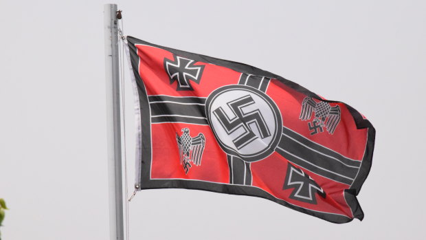 The flag flying over a home in the Victorian town of Beulah.